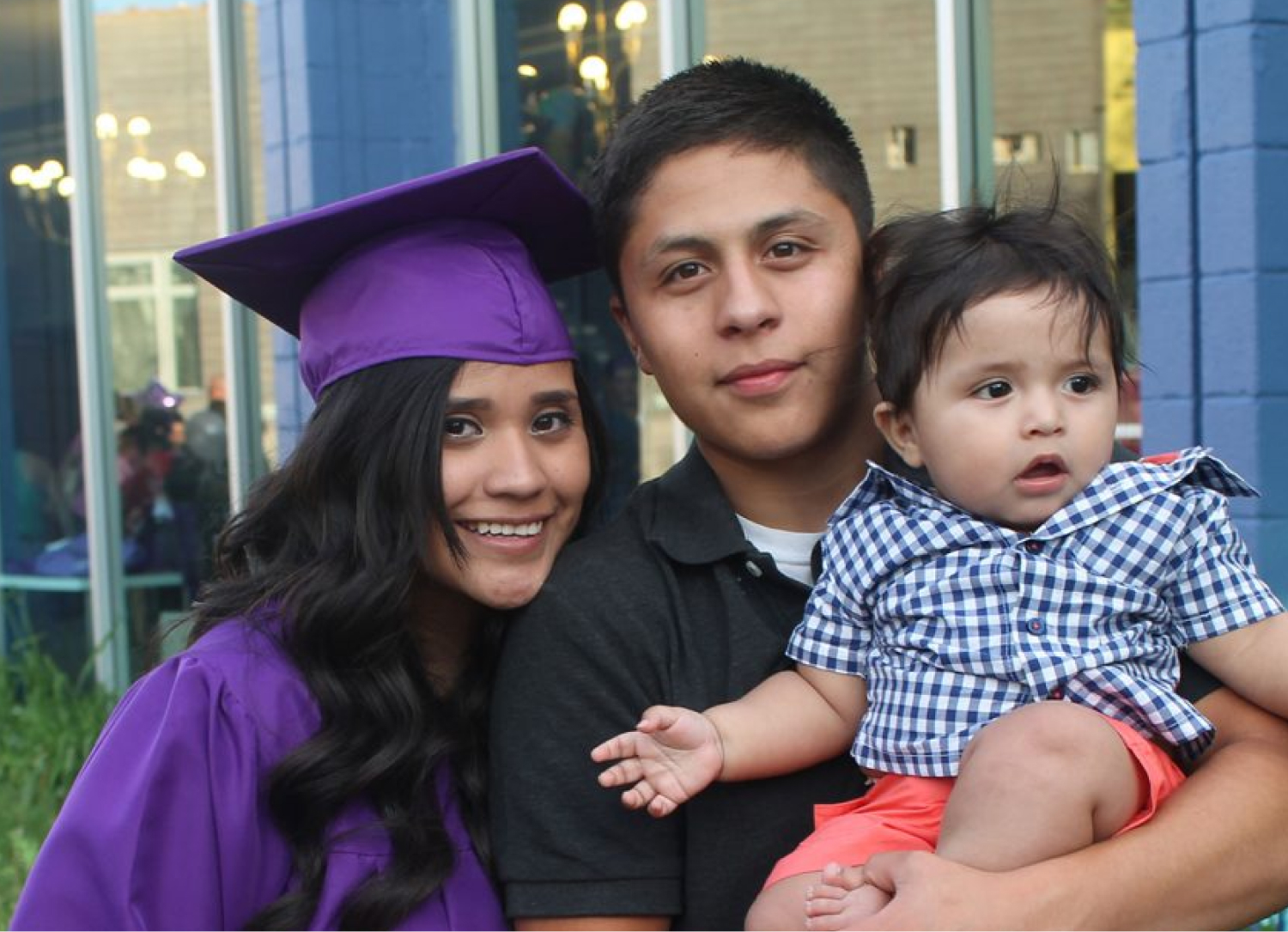 Graduation day with family and baby