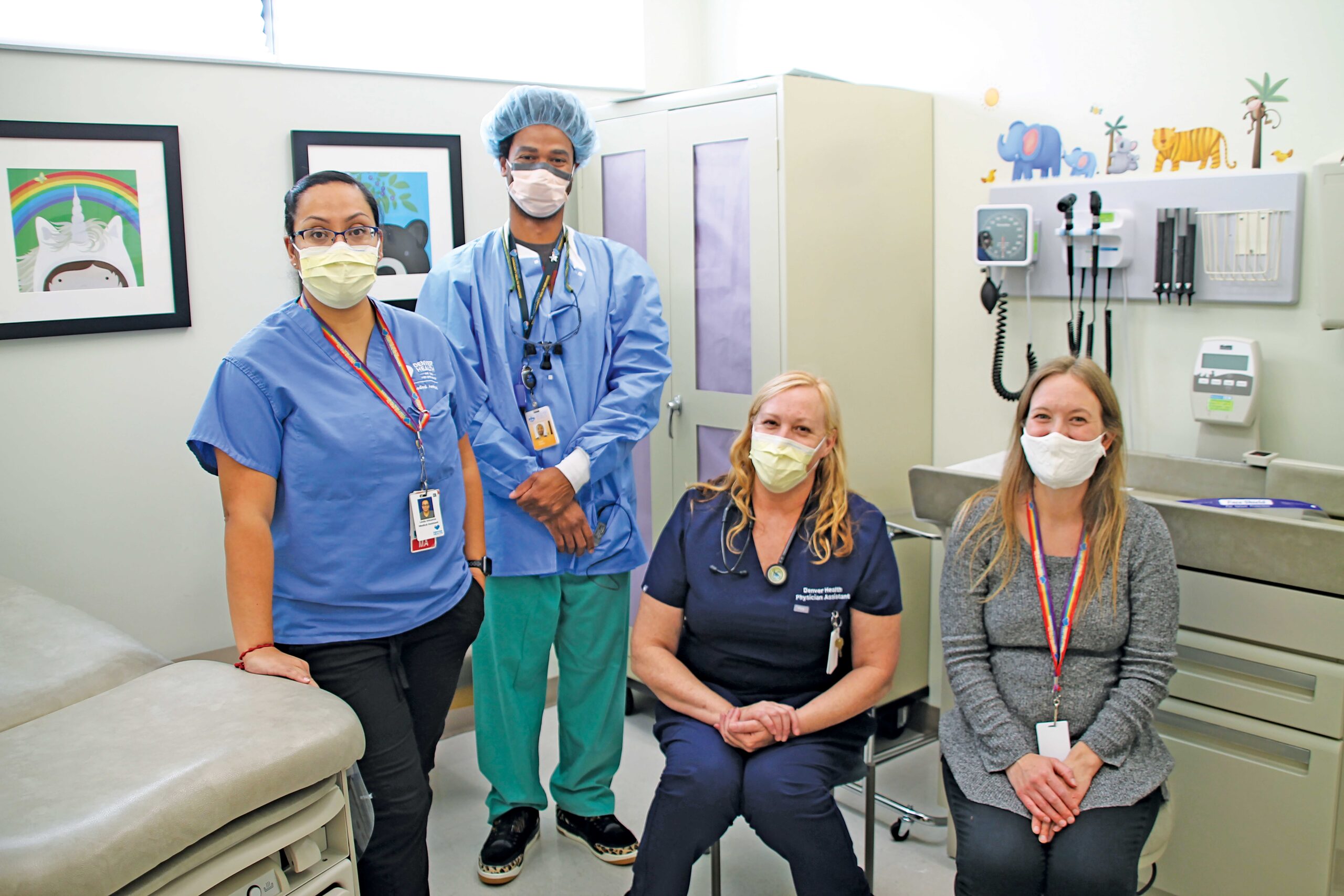 Medical staff in clinic room with masks