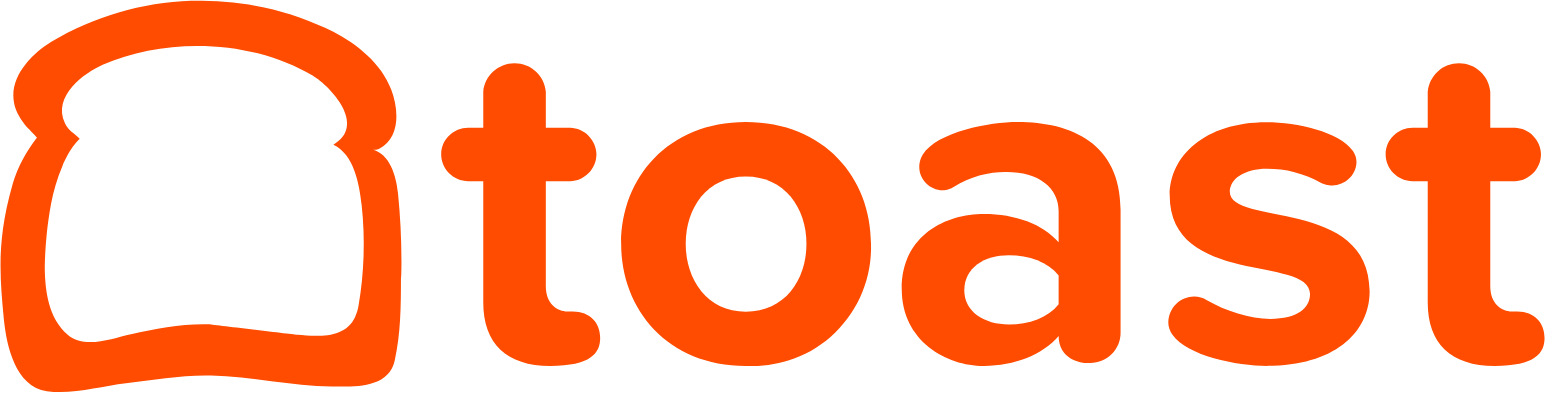 Orange toast logo with bread slice icon